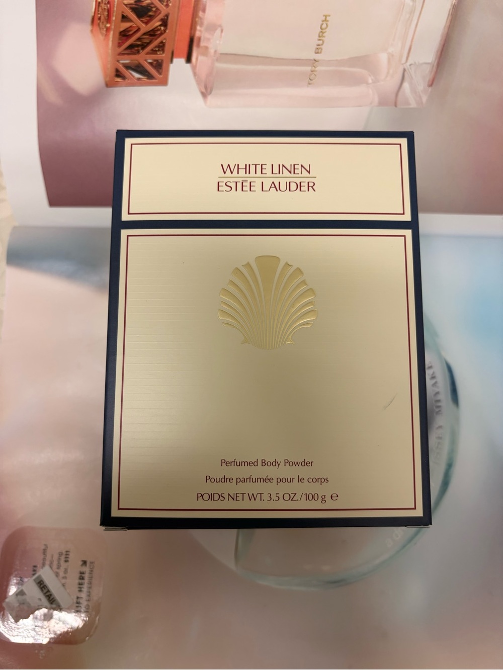 Estee Lauder White Linen - Cream and Navy Perfumed Body Powder new in box